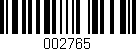 Código de barras (EAN, GTIN, SKU, ISBN): '002765'