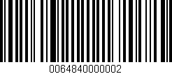 Código de barras (EAN, GTIN, SKU, ISBN): '0064840000002'