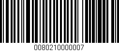 Código de barras (EAN, GTIN, SKU, ISBN): '0080210000007'