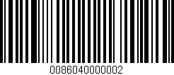 Código de barras (EAN, GTIN, SKU, ISBN): '0086040000002'