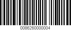 Código de barras (EAN, GTIN, SKU, ISBN): '0086260000004'