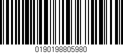 Código de barras (EAN, GTIN, SKU, ISBN): '0190198805980'