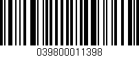 Código de barras (EAN, GTIN, SKU, ISBN): '039800011398'