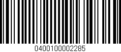 Código de barras (EAN, GTIN, SKU, ISBN): '0400100002285'