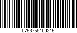 Código de barras (EAN, GTIN, SKU, ISBN): '0753759100315'