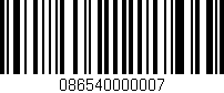 Código de barras (EAN, GTIN, SKU, ISBN): '086540000007'