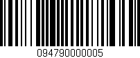 Código de barras (EAN, GTIN, SKU, ISBN): '094790000005'