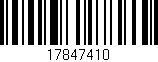 Código de barras (EAN, GTIN, SKU, ISBN): '17847410'