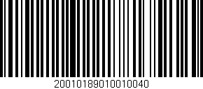 Código de barras (EAN, GTIN, SKU, ISBN): '20010189010010040'