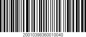 Código de barras (EAN, GTIN, SKU, ISBN): '20010398360010040'