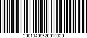 Código de barras (EAN, GTIN, SKU, ISBN): '20010409520010039'