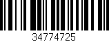 Código de barras (EAN, GTIN, SKU, ISBN): '34774725'