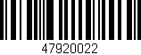 Código de barras (EAN, GTIN, SKU, ISBN): '47920022'