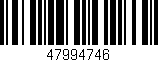 Código de barras (EAN, GTIN, SKU, ISBN): '47994746'