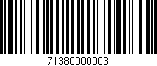 Código de barras (EAN, GTIN, SKU, ISBN): '71380000003'