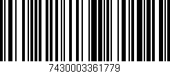 Código de barras (EAN, GTIN, SKU, ISBN): '7430003361779'