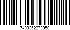 Código de barras (EAN, GTIN, SKU, ISBN): '7430362270958'