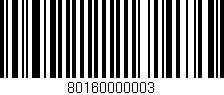 Código de barras (EAN, GTIN, SKU, ISBN): '80160000003'
