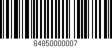 Código de barras (EAN, GTIN, SKU, ISBN): '84850000007'