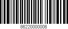 Código de barras (EAN, GTIN, SKU, ISBN): '86220000006'