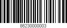 Código de barras (EAN, GTIN, SKU, ISBN): '86230000003'