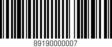 Código de barras (EAN, GTIN, SKU, ISBN): '89190000007'