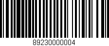 Código de barras (EAN, GTIN, SKU, ISBN): '89230000004'