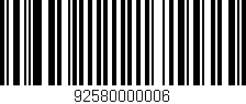 Código de barras (EAN, GTIN, SKU, ISBN): '92580000006'