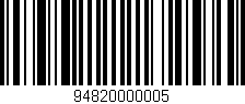Código de barras (EAN, GTIN, SKU, ISBN): '94820000005'