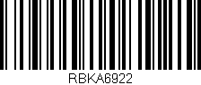 Código de barras (EAN, GTIN, SKU, ISBN): 'RBKA6922'