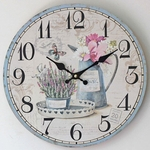 2016 Hot Sale Flor Relógio de parede Modern Design de madeira de suspensão Vintage Chic relógios de parede Decor Relógio de parede de madeira Home Decor