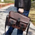 2019 Men Vintage Leather Briefcase Messenger Ombro Bolsa Crossbody Laptop Bussiness Bolsa