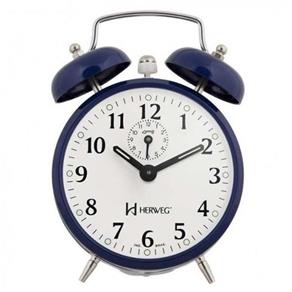 2208 - Relógio Despertador Antigo Mecânico a Cordas Herweg - Azul