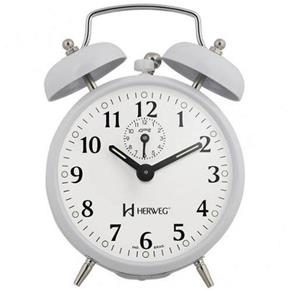 2208 - Relógio Despertador Antigo Mecânico a Cordas Herweg - Branco