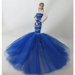 HUN 30CM Royal Blue Stripes Impressão Fishtail vestido de casamento (não incluindo Dolls)