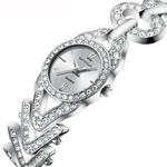 30M Waterproof Women's Diamond Silver Watch Business Chain Watch Birthday Gift