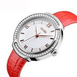 30M Waterproof Diamond Watch Women Leather Strap Quartz Watch Gift