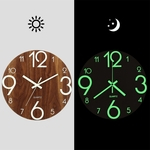 12 “Relógio de Parede Luminoso Quartzo Madeira Silencioso Sem Tique-taque Escuro Decoração do Quarto Casa