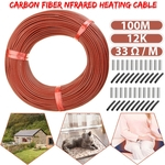 100 M 12 K 33 Ohm Teflon Fibra De Carbono Cabo De Aquecimento Elétrico Piso Fio Fita 220 V