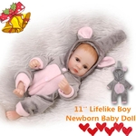 11 \\ '\\' Lifelike Newborn Boy Baby Doll With Clothes Set Silicone Vinyl Reborn Gift Handmade Christmas Reborn Dolls Presente