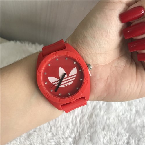 14914E-Relógio Vermelho - Pulseira Emborrachada