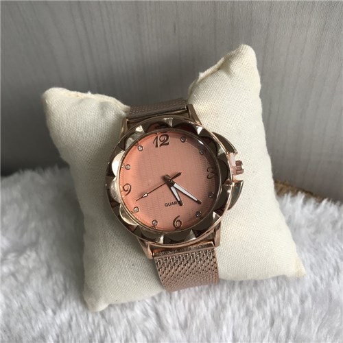 14913F-Relógio Rosé - Pulseira Silicone