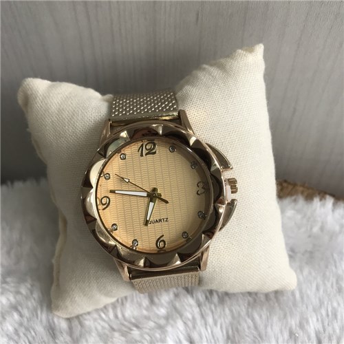 14913G- Relógio Dourado - Pulseira Silicone