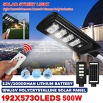 192LEDs 500w Solar Street Light IP67 Waterproor 3 Modos PIR Sensor de Movimento LED Jardim Ao Ar Livre w / Remote Control Light Control