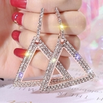 1pair De Moda De Nova Luxo Triângulo Diamante Brincos Mulheres Gold Silver Rose Gold Black Gold Rosegold Glitter Brincos Hot Sale