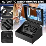 4 + 6 Grade Junta Relógio de Rotação Automática Winder Garbon Fiber Jewelry Watch Storage Case Display Box Black