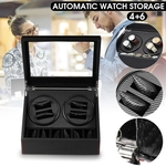 4 + 6 Grade Junta Relógio de Rotação Automática Winder Garbon Fiber Jewelry Watch Storage Case Display Box Black