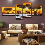 4 Pcs Elefante Africano Pintura A Óleo Imagem Da Lona Tintas Modernas Arte Da Parede Para Casa Acessórios de Artesanato Decorativos Sem Moldura