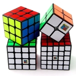 REM 4 Pcs Quebra-cabeça Magic Cubes 2x2 3x3 4x4 5x5 Adesivos velocidade Cubos Gift Set Preto Magic cube