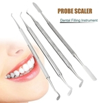 4 Pçs / set Kit de Instrumentos Dentais de Aço Inoxidável Cuidados de Higiene Oral Raspador de Cera Espátula Dentes Branqueamento Clareamento Ferramenta Dentista Limpo